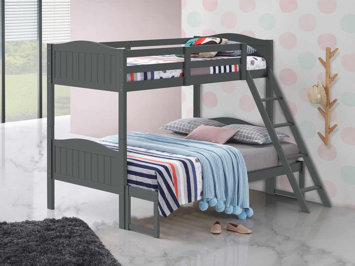 Arlo Twin Over Full Bunk Bed with Ladder Grey | Coaster | Home Elegance USA