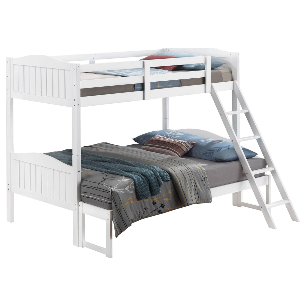 Arlo Twin Over Full Bunk Bed with Ladder White | Coaster | Home Elegance USA
