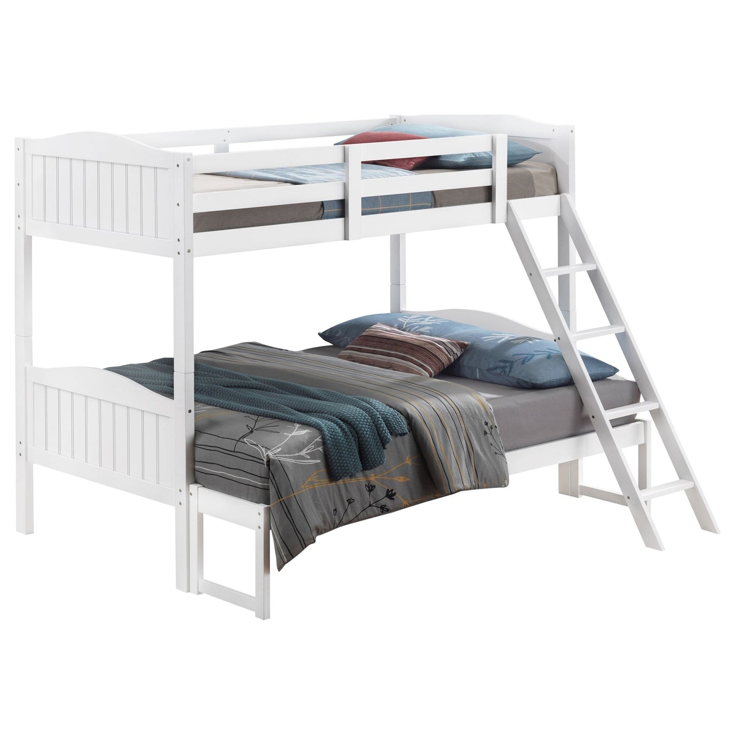 Arlo Twin Over Full Bunk Bed with Ladder White | Coaster | Home Elegance USA