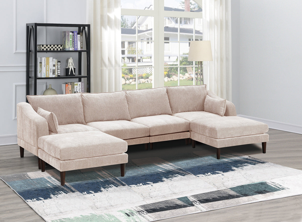 Modern Gorgeous 6pcs Modular Sectional Set Armless Chairs One Arm Chair Ottoman U-Shaped Couch Living Room Furniture - sold by Home Elegance USA