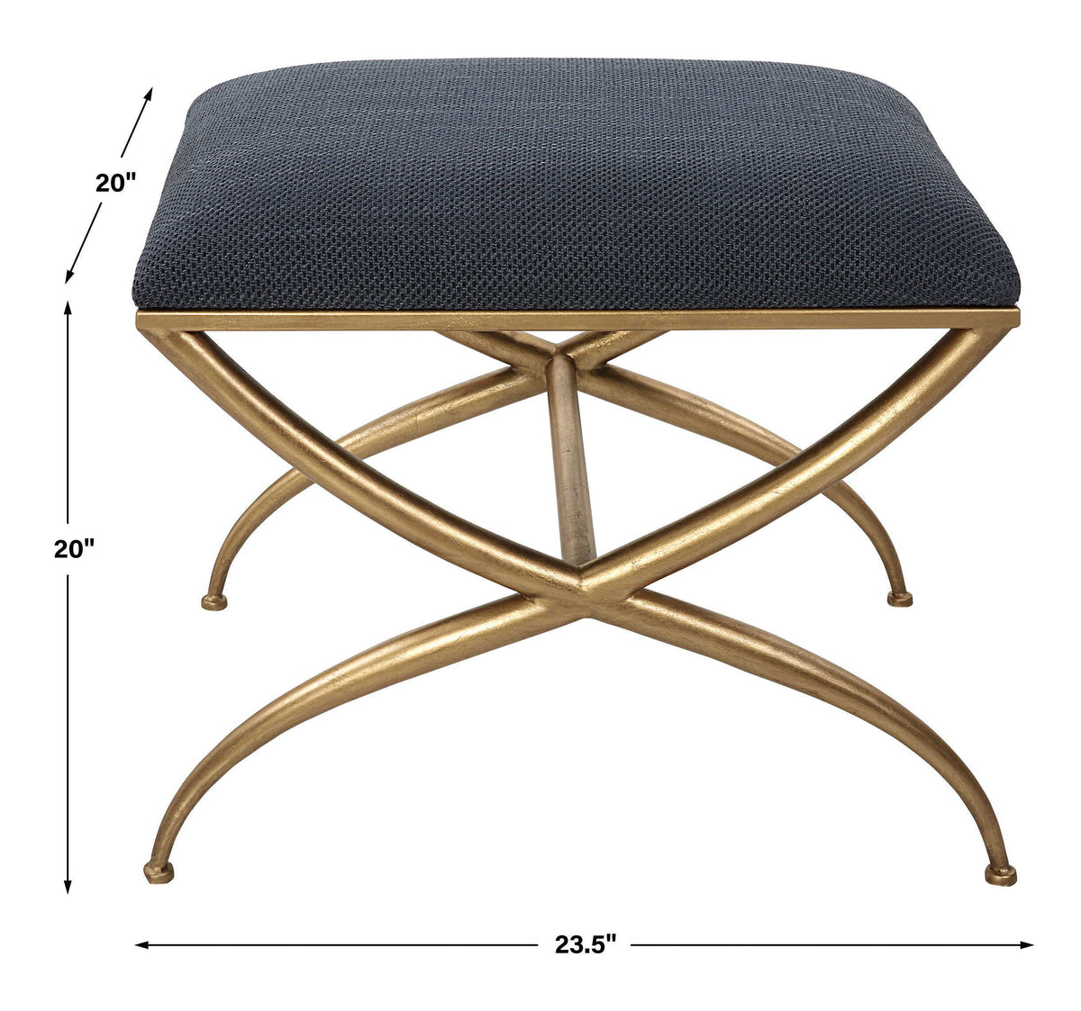 Crossing Small Bench Navy - Blue / Gold by Uttermost - View 6