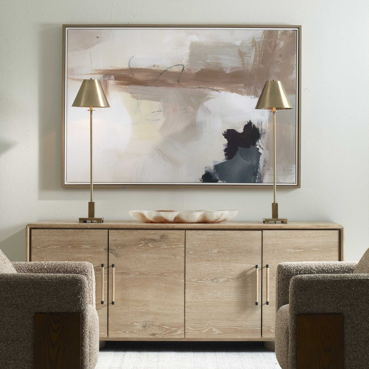 Bluster Framed Abstract Canvas Blue / Brown / Gray / Orange / Purple / White / Yellow - Blue / Light Brown by Uttermost - View 4