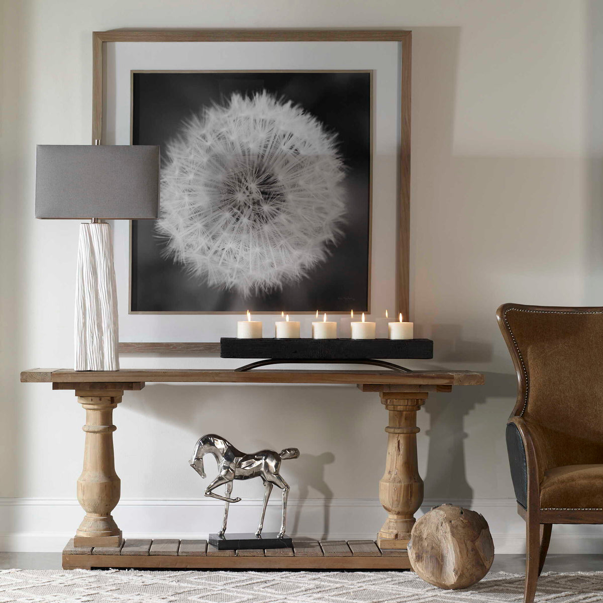 Dandelion Seedhead Framed Print - Black / White by Uttermost - View 8