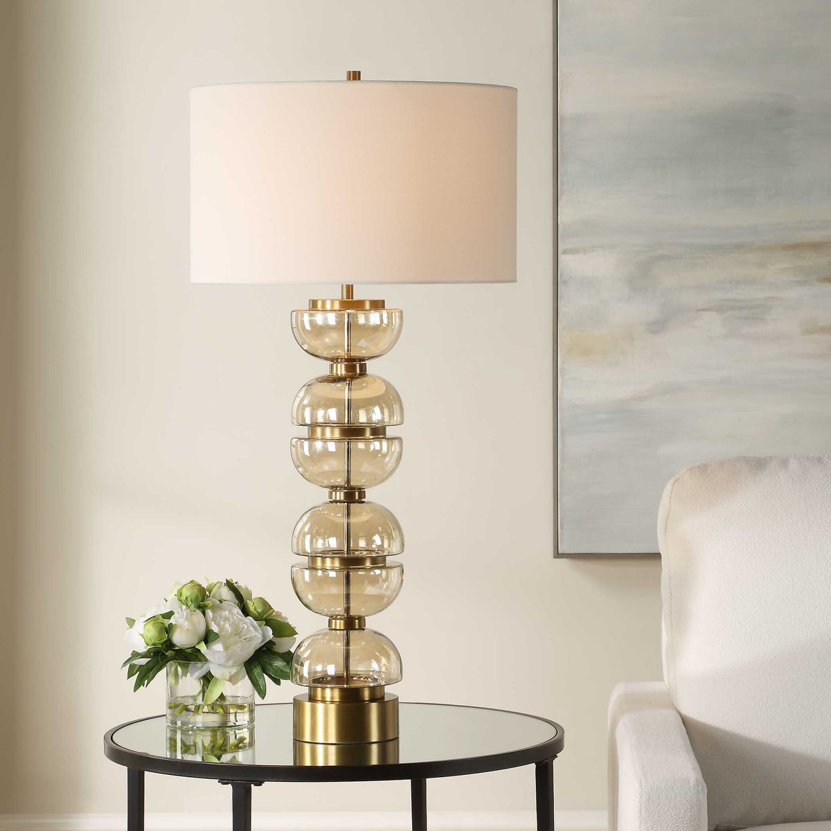 Assemble Half-Sphere Table Lamp Brass / Brown / Gold - Light Brown / Gold by Uttermost - View 2