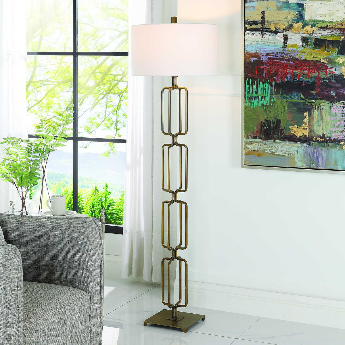 Link Brushed Gold Floor Lamp by Uttermost - View 9