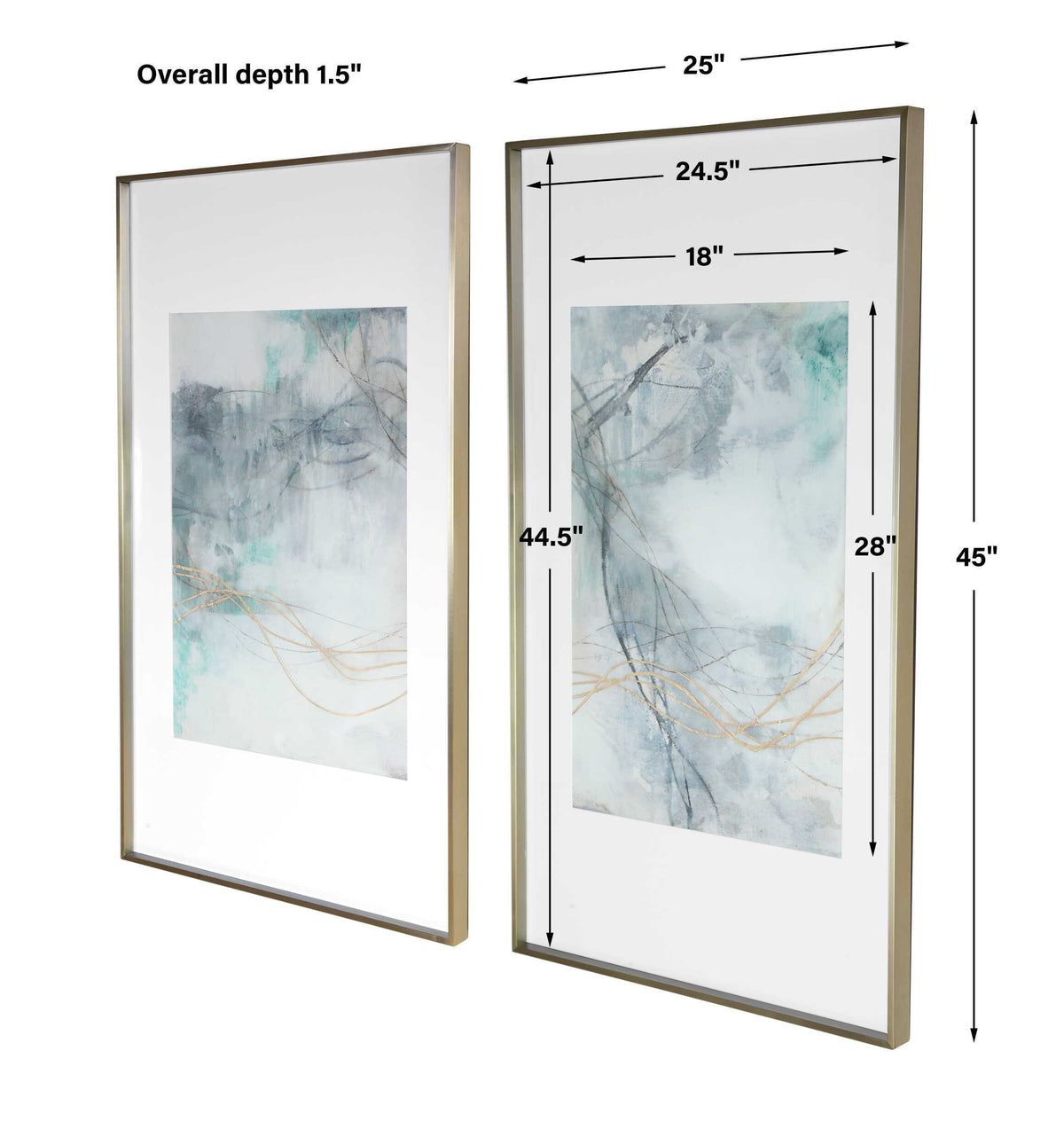 Undulating Oro Abstract Prints (Set of 2) - Blue / White by Uttermost - View 6