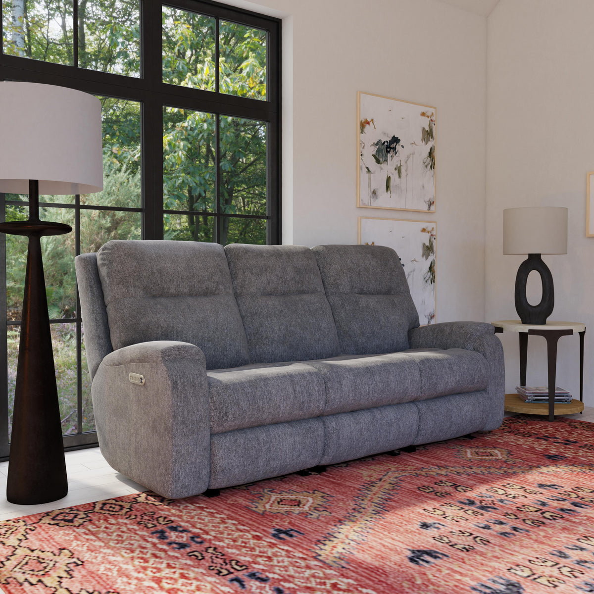 Penn Transitional Fabric Power Reclining Sofa With Power Headrests & Lumbar | Flexsteel