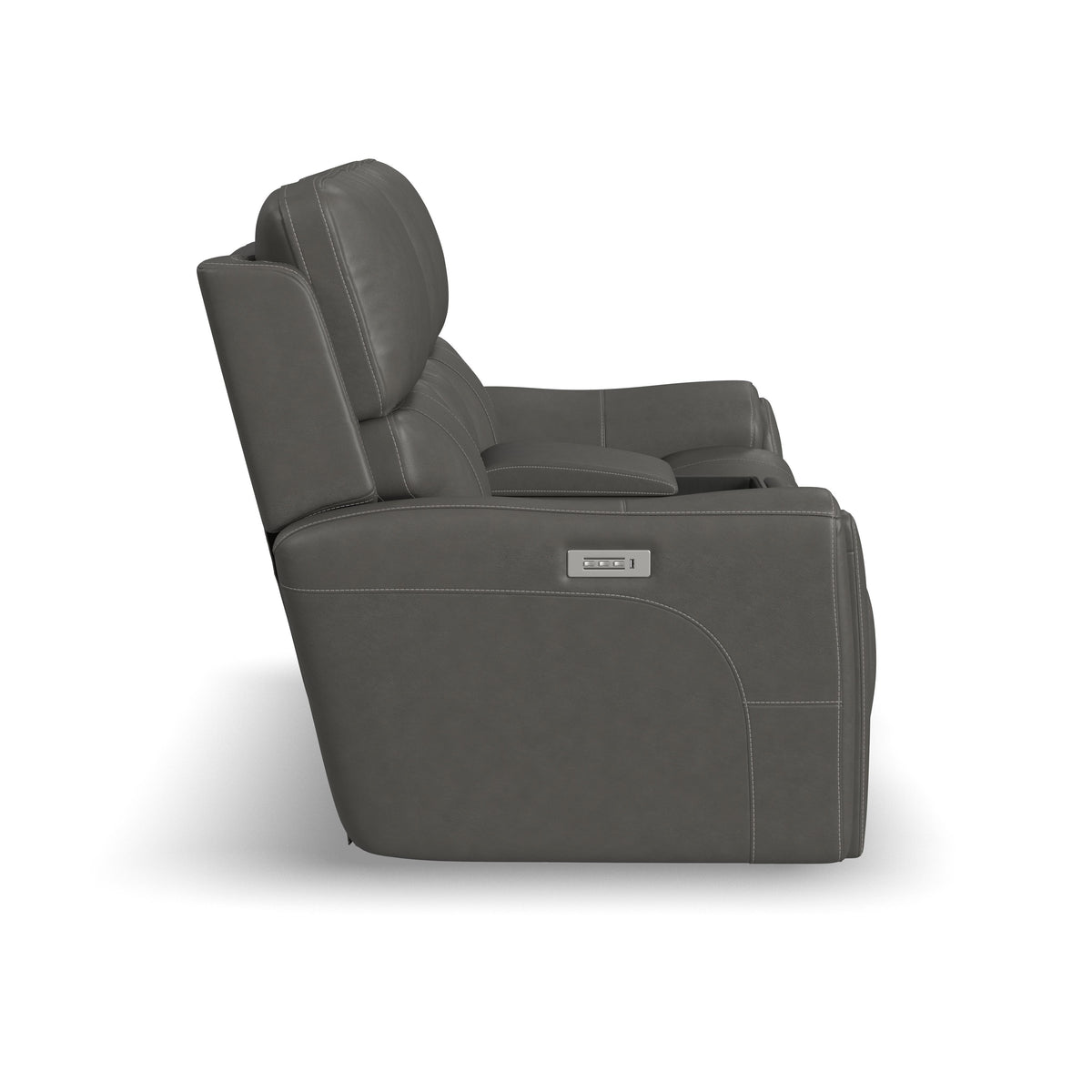 Carter Power Reclining Loveseat With Console & Power Headrests & Lumbar - Smoke | Flexsteel