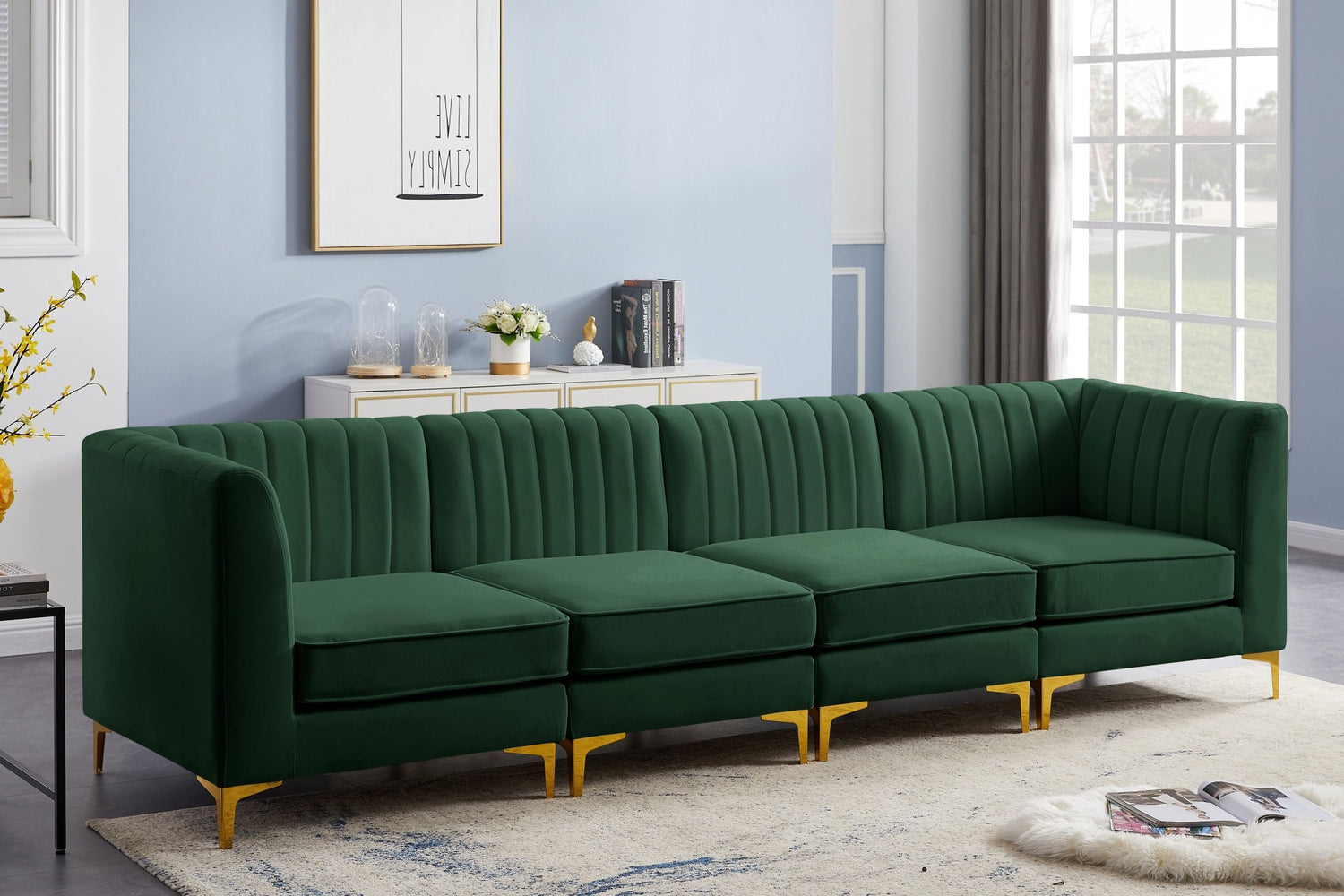Alina - Modular Sectional - Green - Fabric - Modern & Contemporary | Home Elegance USA