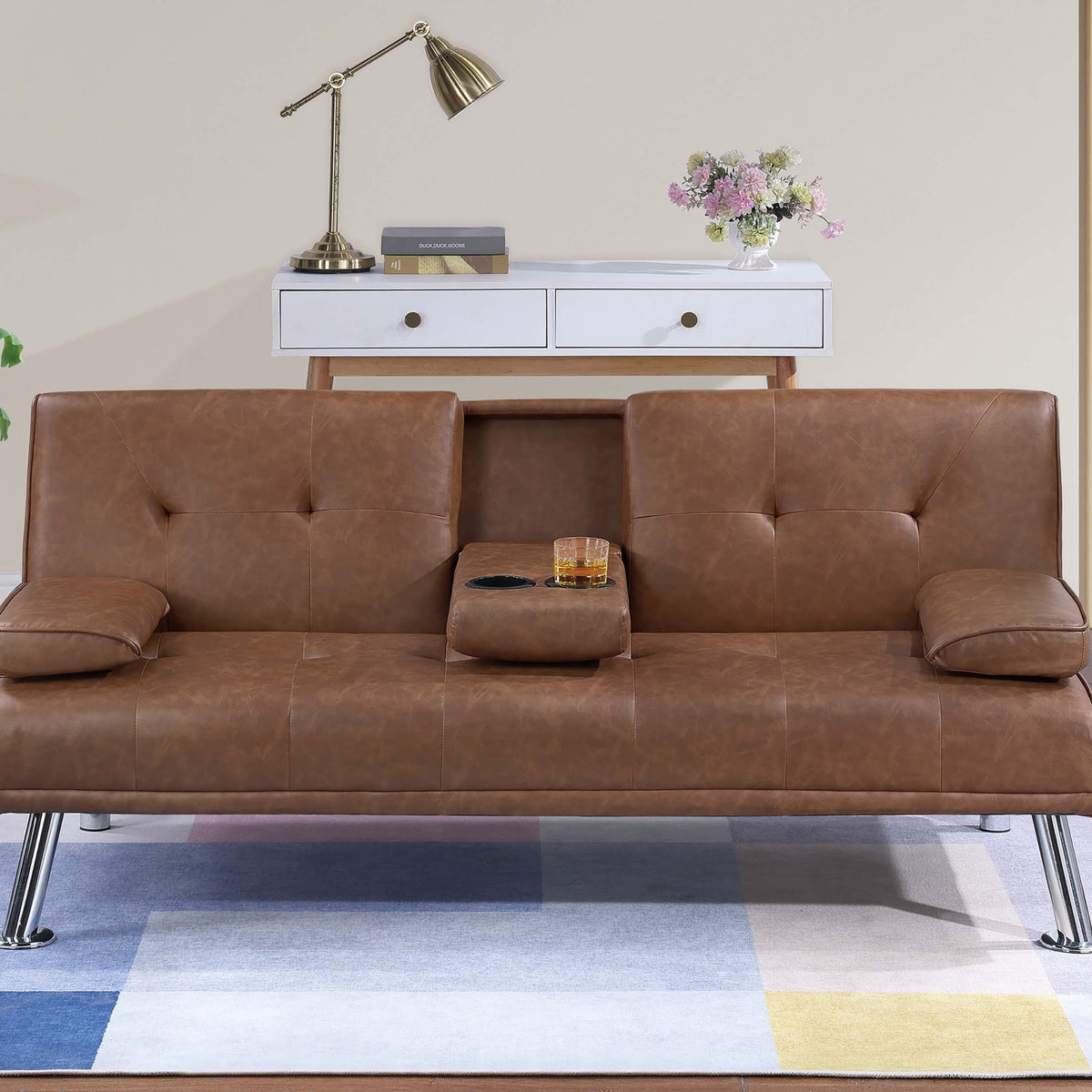 Living Room Brown Color Faux Leather 1pc Adjustable Sofa – Home ...
