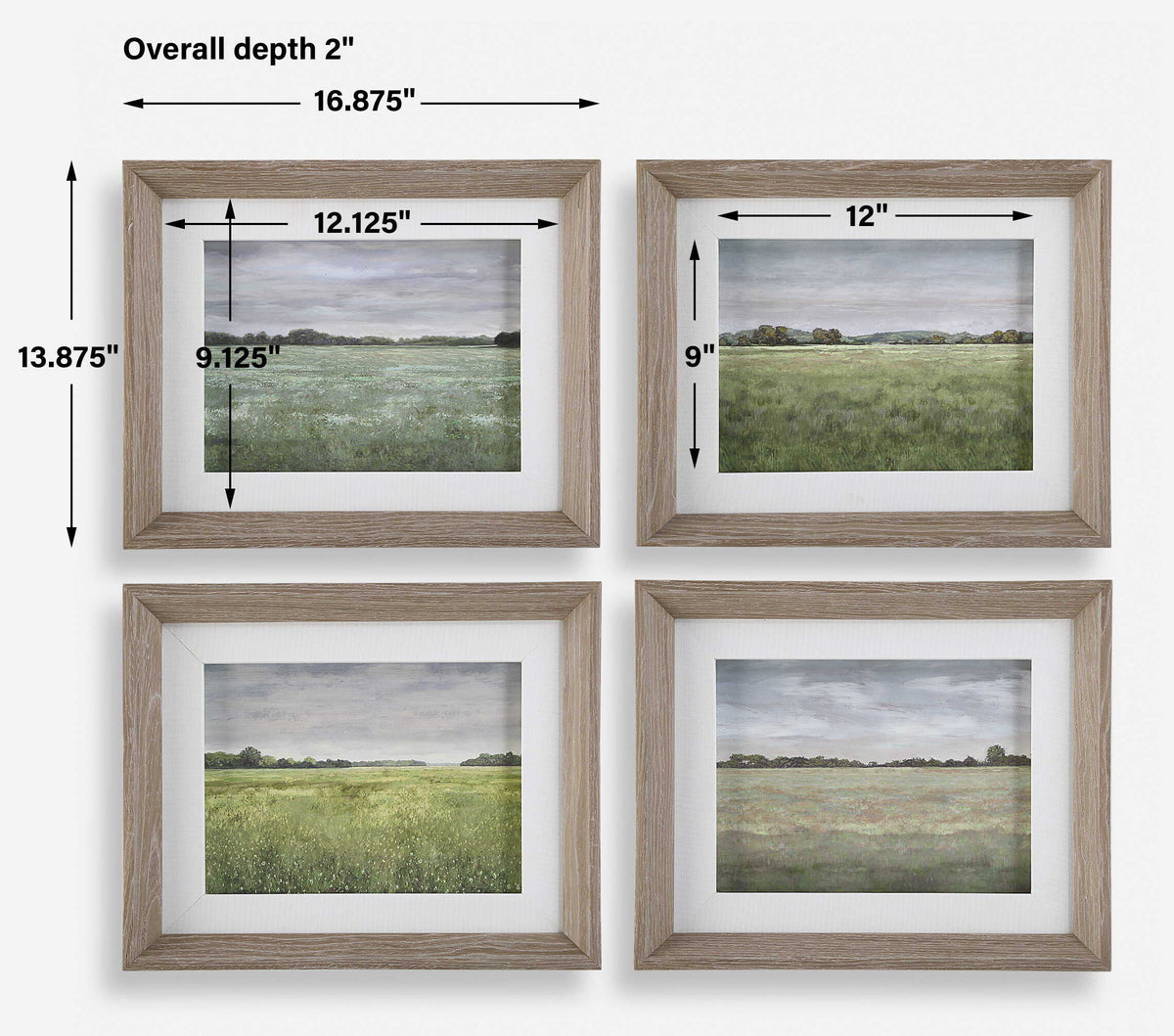 Quiet Meadows Framed Prints (Set of 4) - Green by Uttermost - View 7