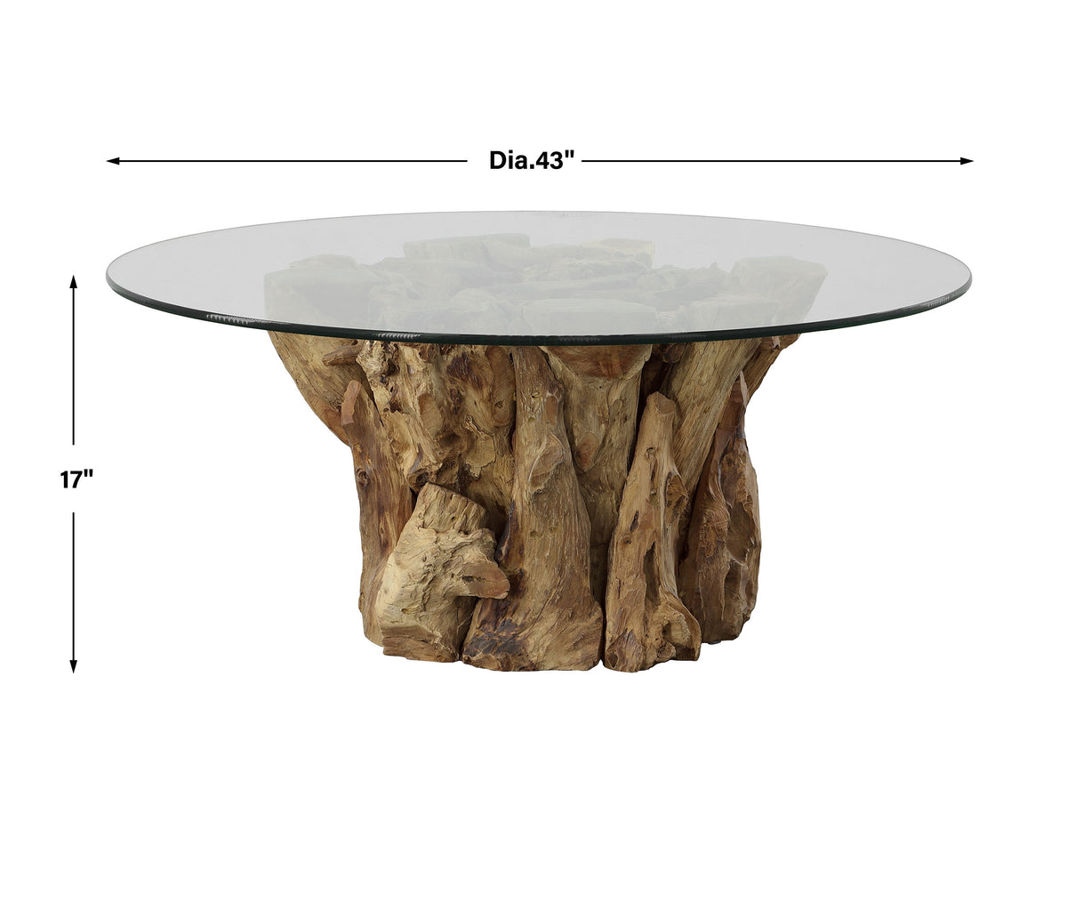 Driftwood Glass Top Large Coffee Table - Light Brown by Uttermost - View 4