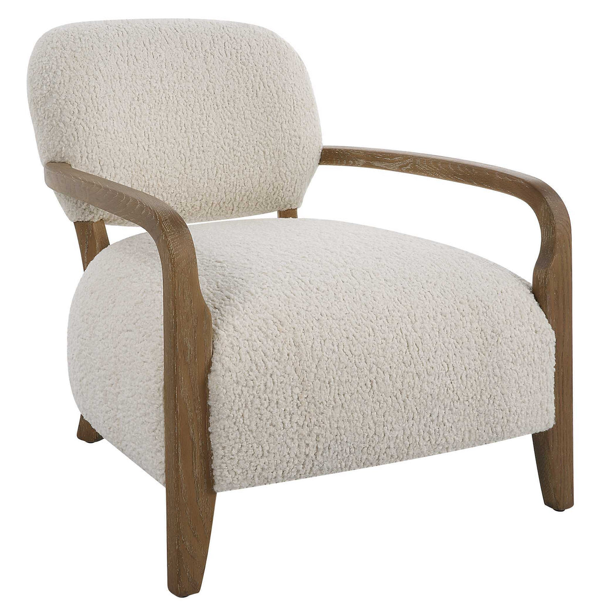Telluride Natural Shearling Accent Chair - Beige / Dark Brown by Uttermost - View 4