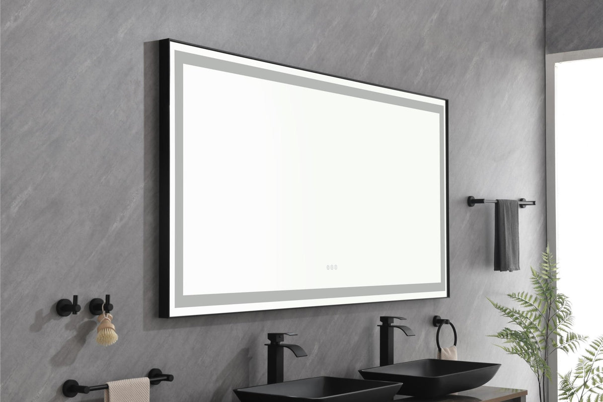 72 in. W x 36 in. H Black Framed LED Single Bathroom Vanity Mirror in Polished Crystal Bathroom Vanity LED Mirror with 3 Color Lights Mirror for Bathroom Wall Smart Lighted Vanity Mirror | Home Elegance USA