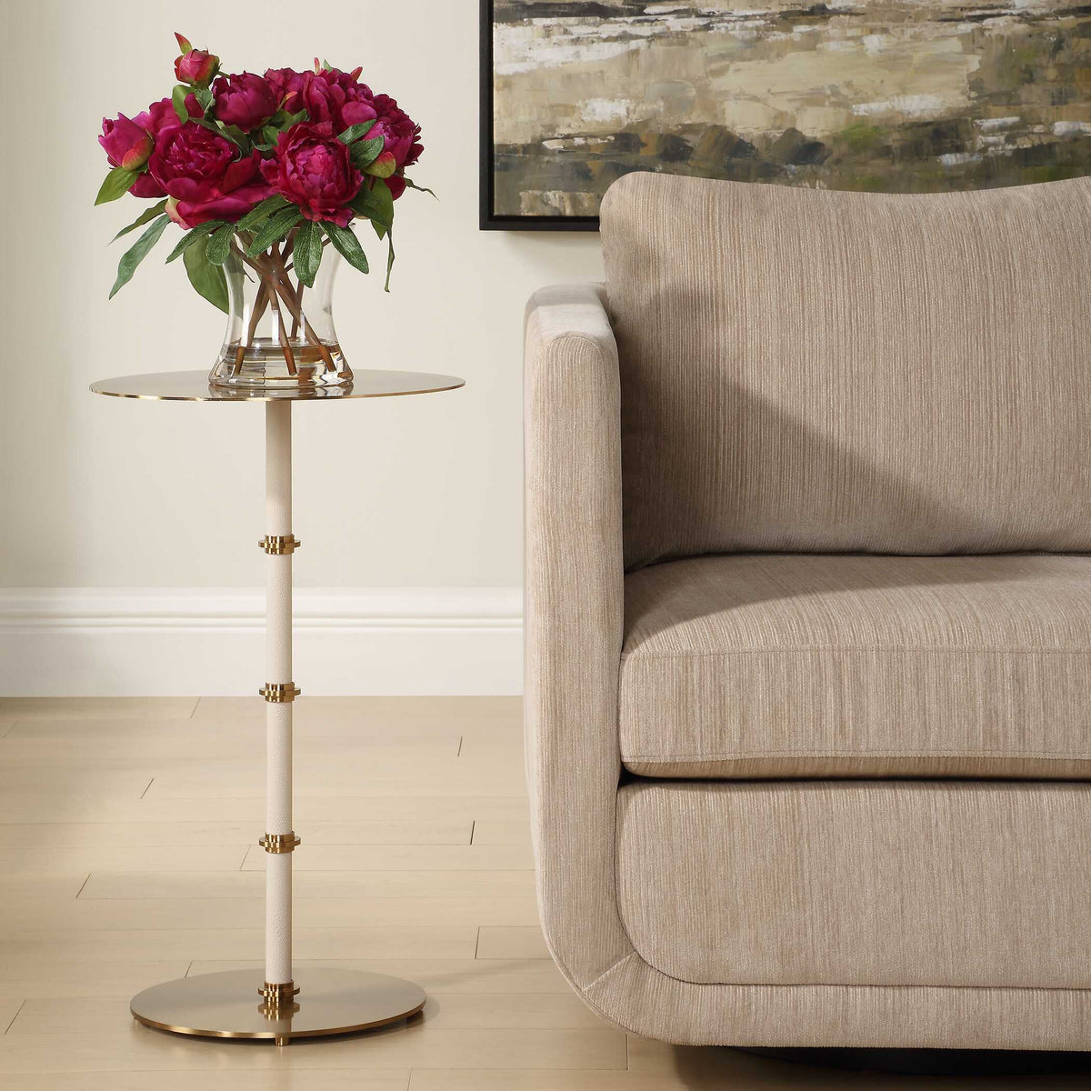 Cyprus Accent Table Brass / White - Gold / White by Uttermost - View 2