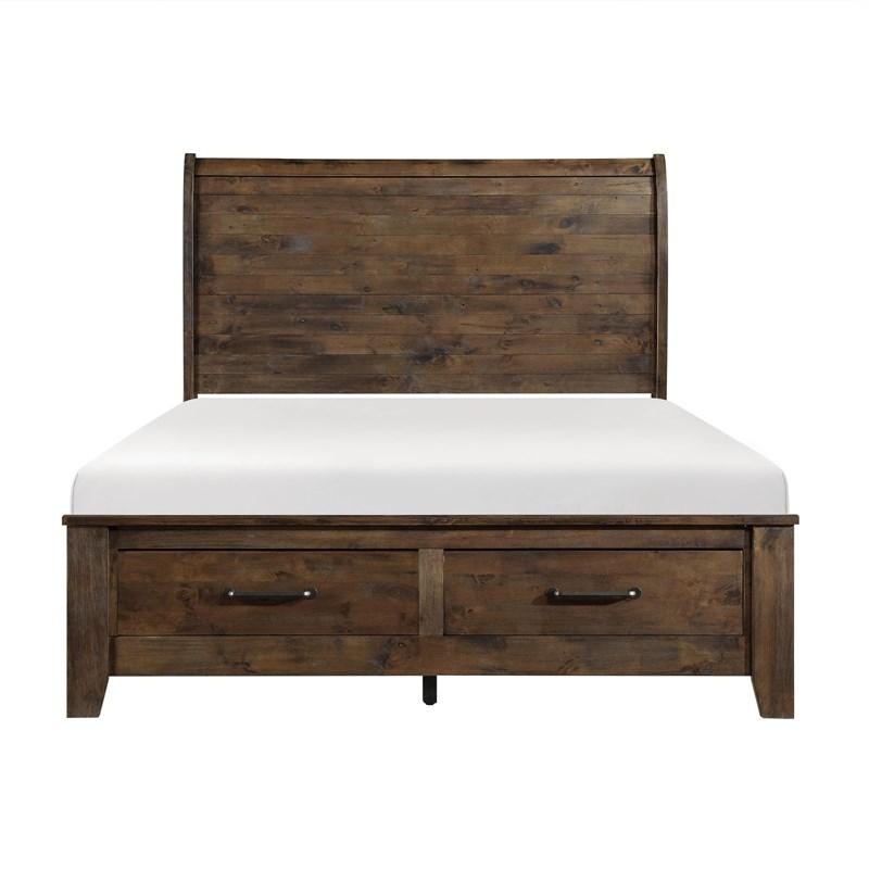 Jerrick Eastern King Sleigh Platform Bed In Burnished Brown | Homelegance - Home Elegance USA
