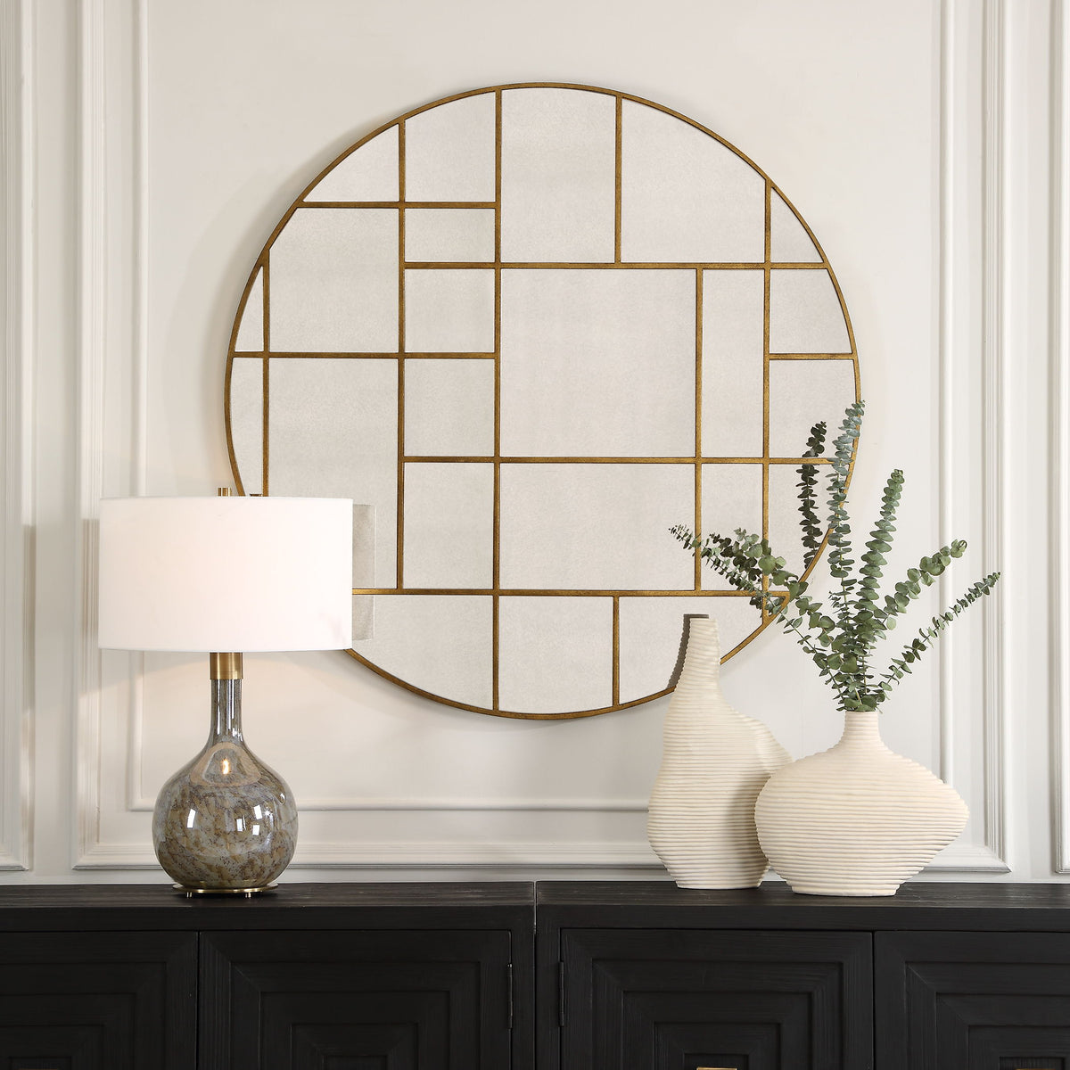 Geometric Round Mirror - Light Brown by Uttermost - View 2