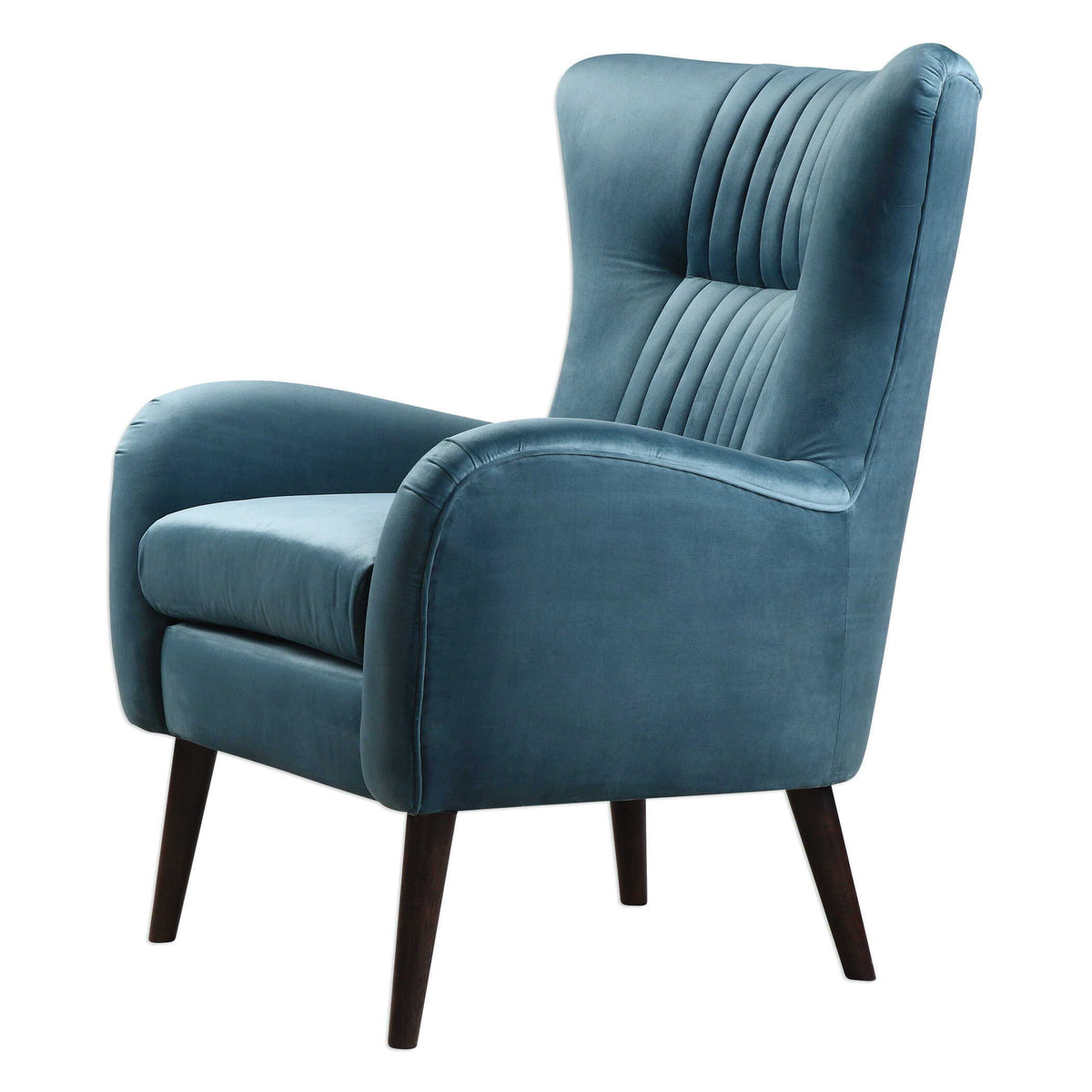 Dax Mid-Century Accent Chair - Blue / Light Brown by Uttermost - View 3