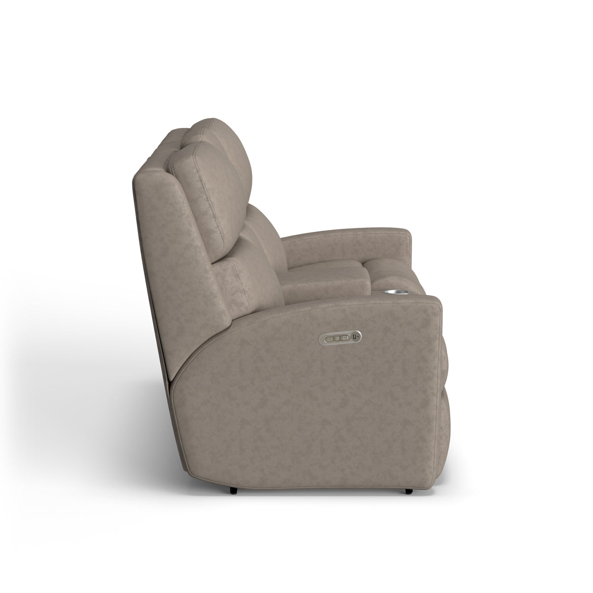 Catalina Transitional Leather Power Reclining Loveseat With Console & Power Headrests | Flexsteel