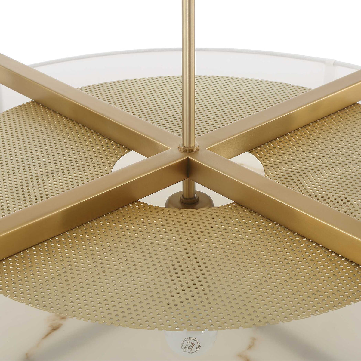 Cresson 4 Light Drum Pendant White / Gold - Gold / White by Uttermost - View 14