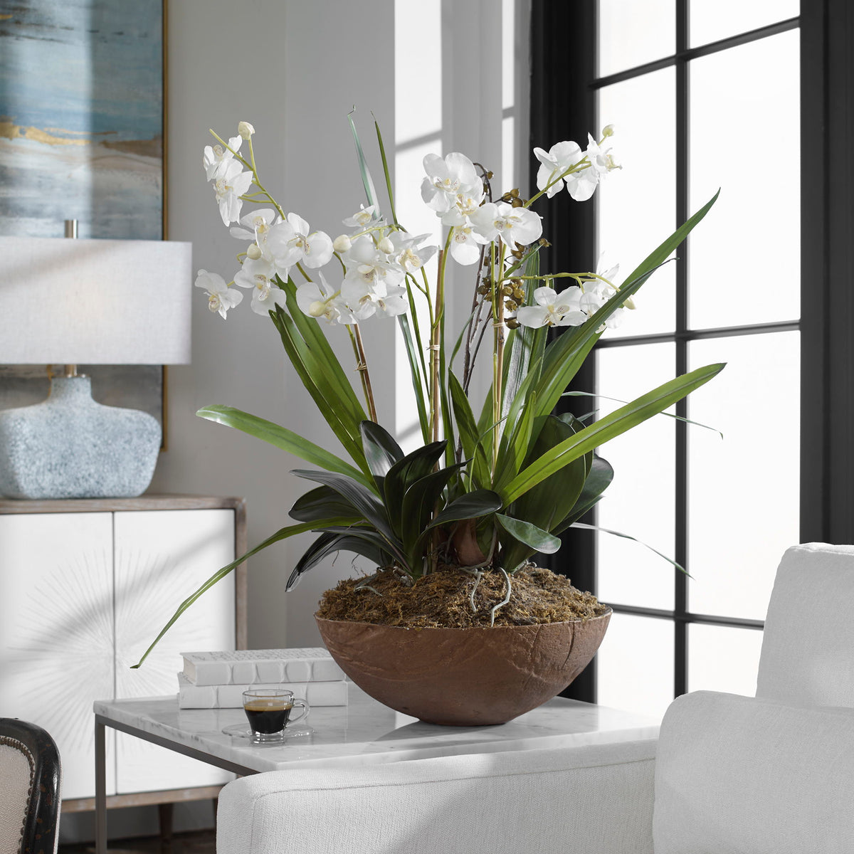 Moth Orchid Planter - Green / Light Brown by Uttermost - View 2
