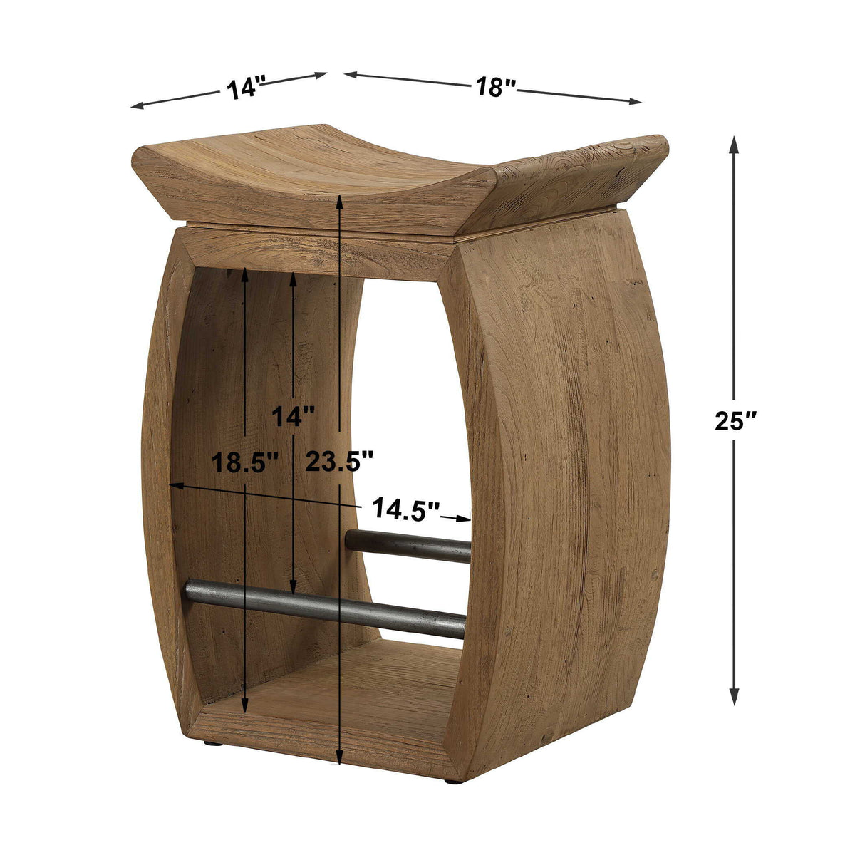 Connor Modern Wood Counter Stool - Light Brown / Black by Uttermost - View 8