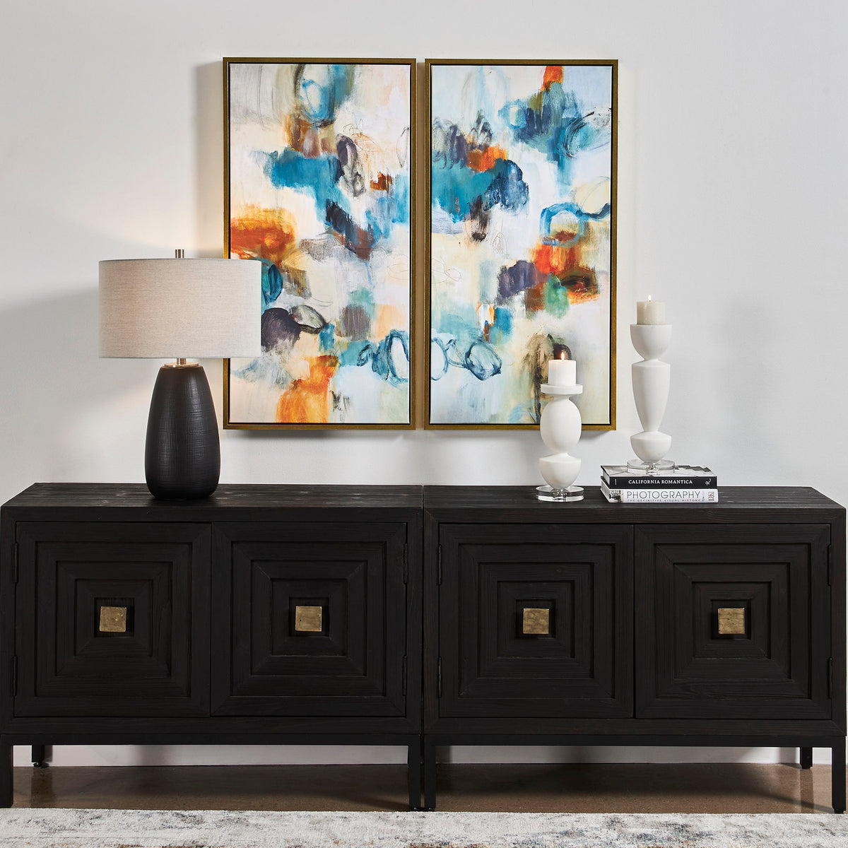 Casual Moments Framed Abstract Art (Set of 2) - Blue by Uttermost - View 2