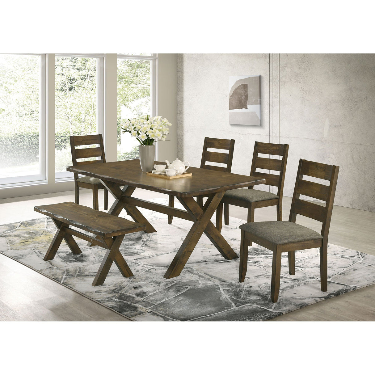 Gawain Rustic Nutmeg 6-piece Dining Set - sold by Home Elegance USA