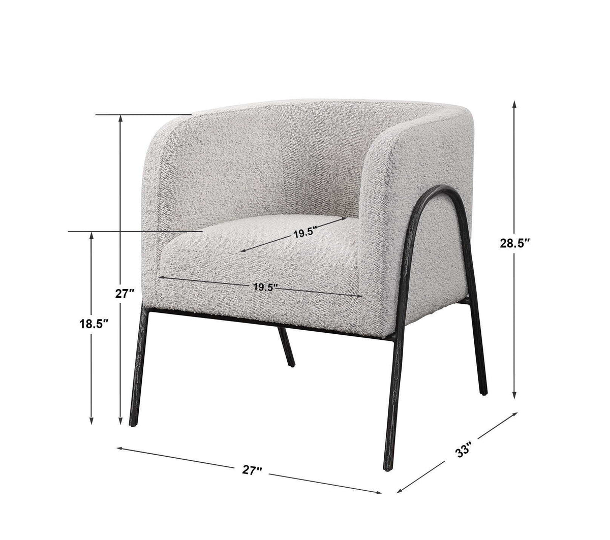Jacobsen Accent Chair - Light Gray / Black by Uttermost - View 10