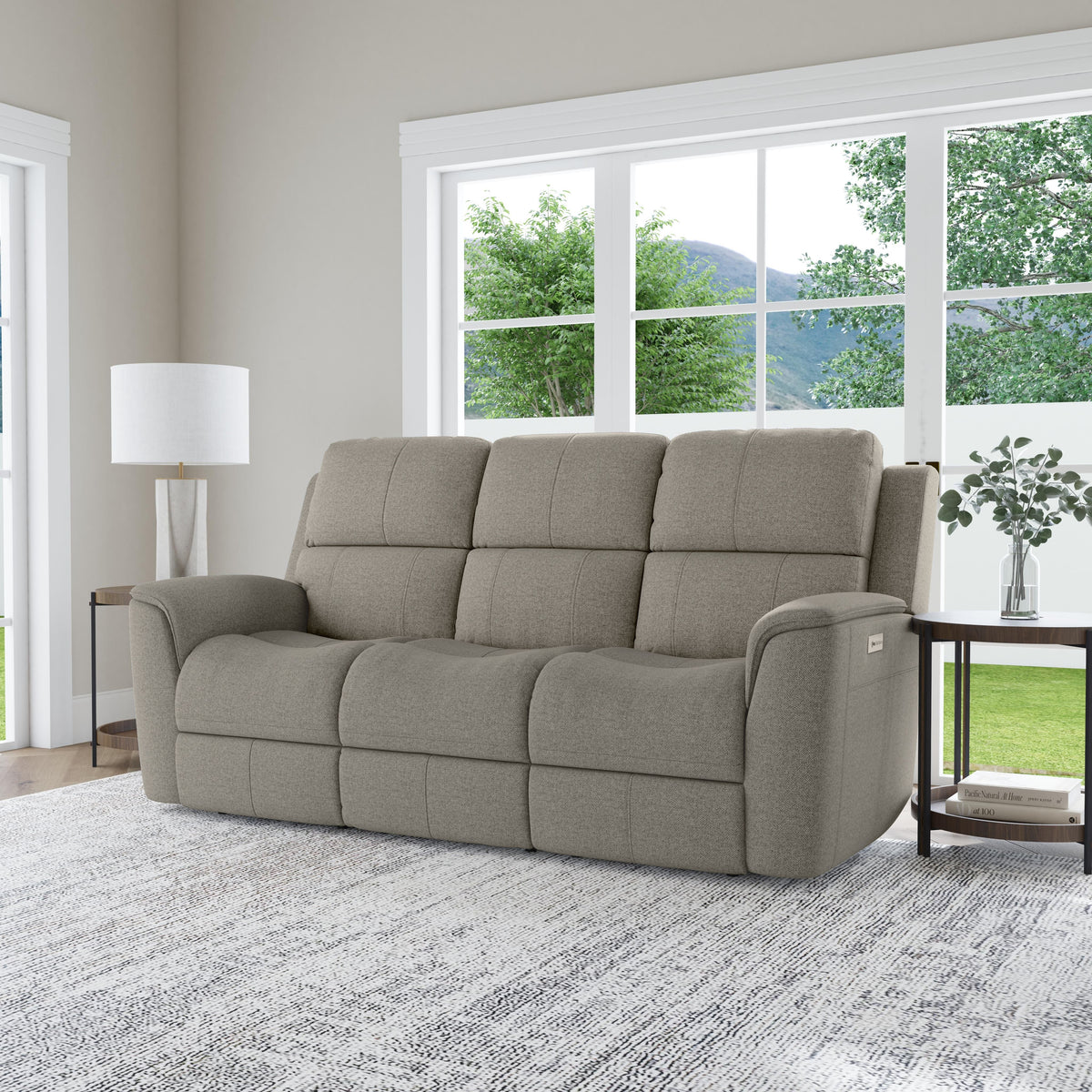 Henry Power Reclining Sofa With Power Headrests & Lumbar - Fog | Flexsteel