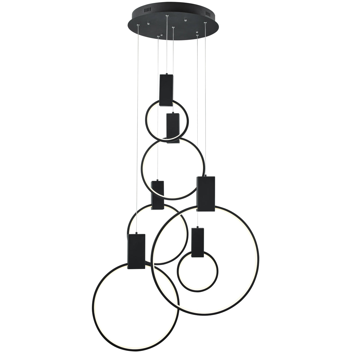 Lámpara de araña circular LED Hong Kong // Negro mate | Finesse