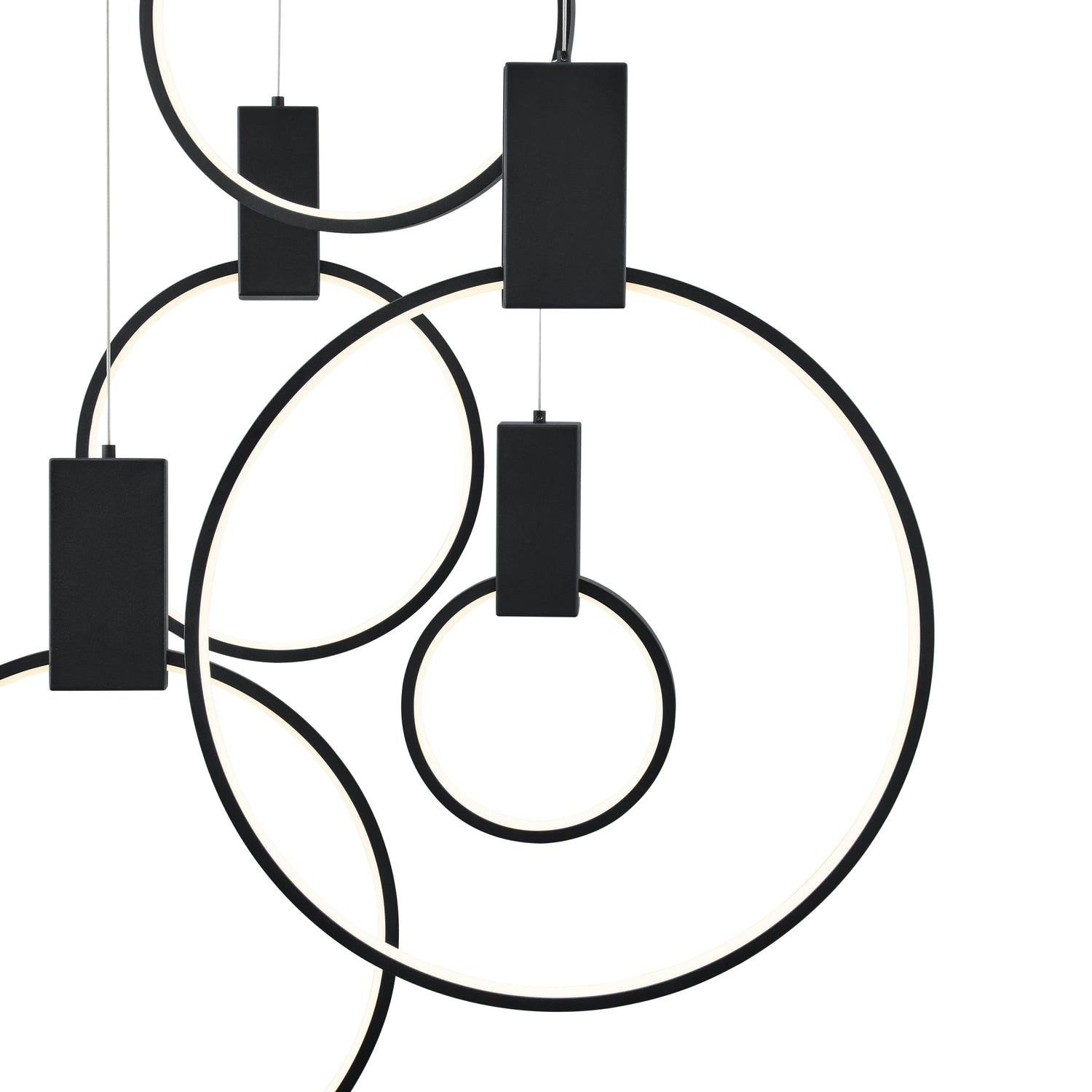 Lámpara de araña circular LED Hong Kong // Negro mate | Finesse