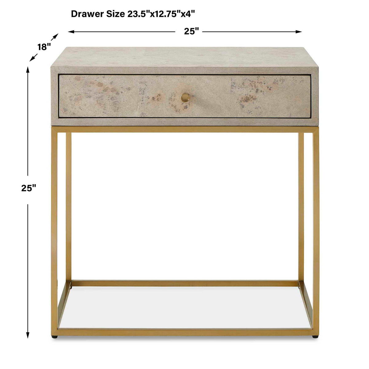 Pembrook Side Table Light Washed / Brass - Beige / Gold by Uttermost - View 9