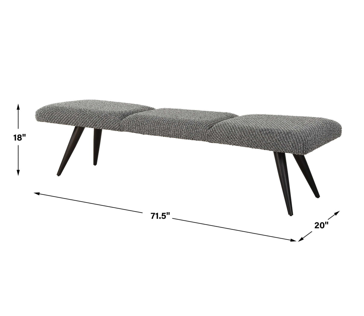 Bowtie Charcoal Fabric Bench - Dark Gray by Uttermost - View 9