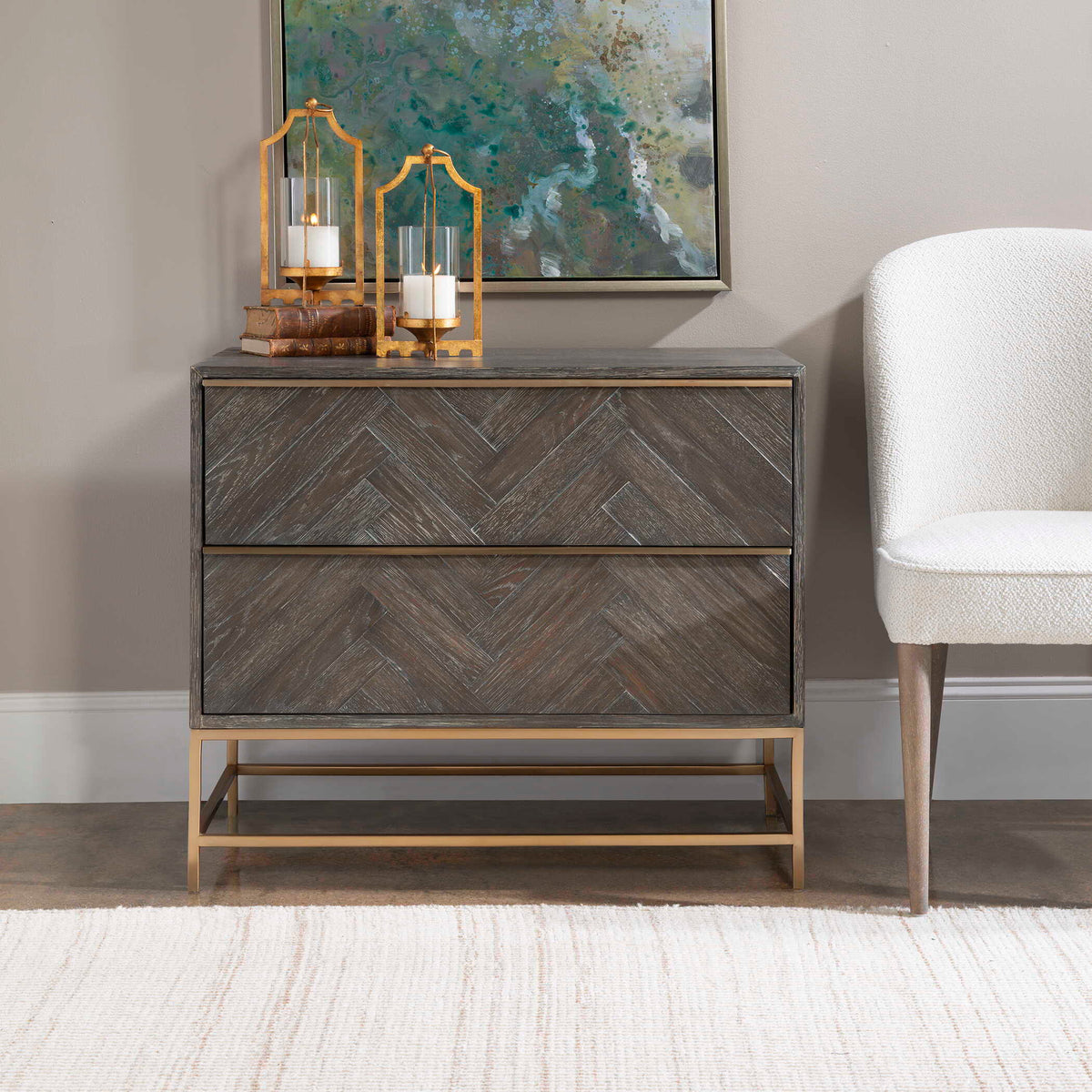Armistead Drawer Chest Dark Walnut - Dark Brown / Yellow by Uttermost - View 8