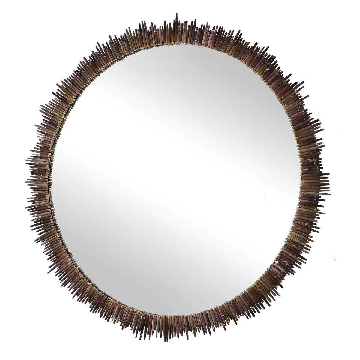 Tiger Sea Urchin Round Mirror Brown / Green - Dark Brown by Uttermost - View 3
