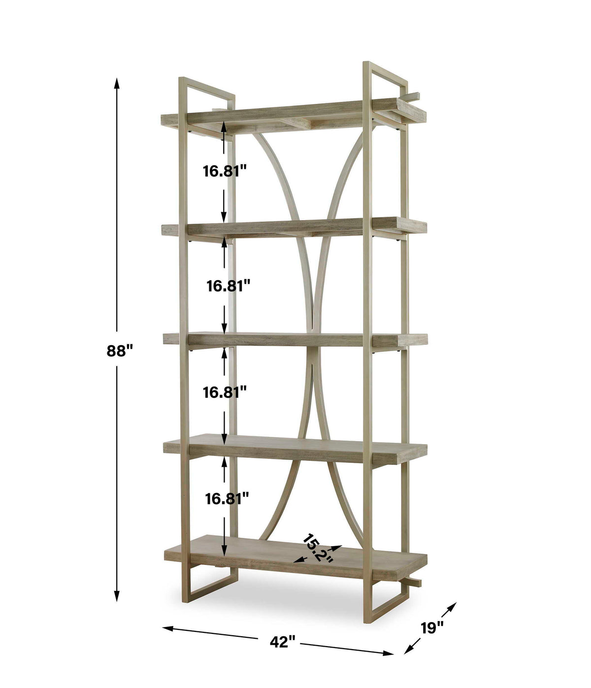 Sway Etagere Soft Gray - Silver by Uttermost - View 6
