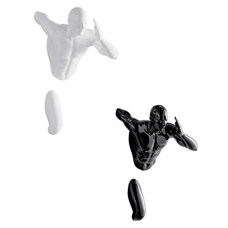 Set of Two Wall Runners Sculptures // White & Black  | Finesse - Home Elegance USA