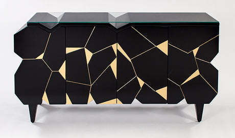 Black Cabinet 4498-S with Antique Gold Details & Optional Mirror – Artmax - Home Elegance USA