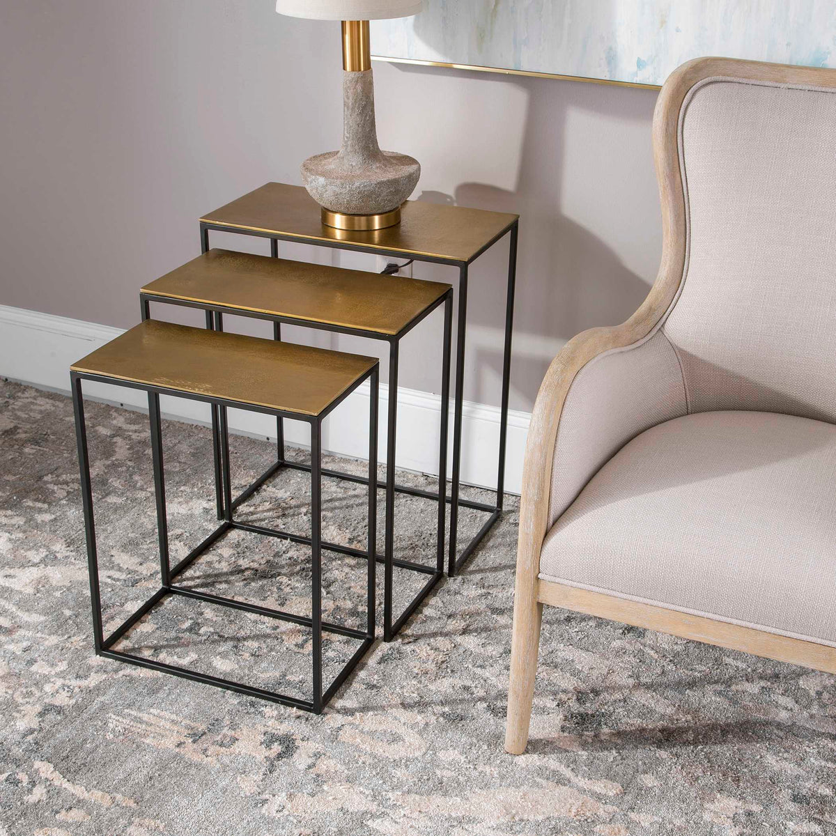 Coreene Nesting Tables (Set of 3) Gold - Bronze / Black by Uttermost - View 3