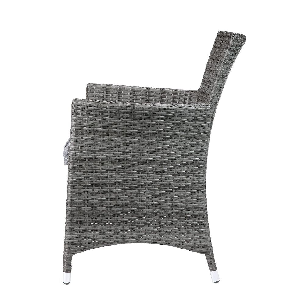 Acme - Tashelle 3PC Pack Patio Bistro Set 45000 Gray Fabric & Gray Wicker