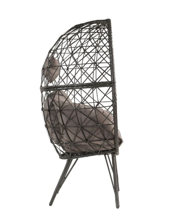 Aeven Patio Lounge Chair 45111 Light Gray Fabric & Black Wicker | Acme | Home Elegance USA