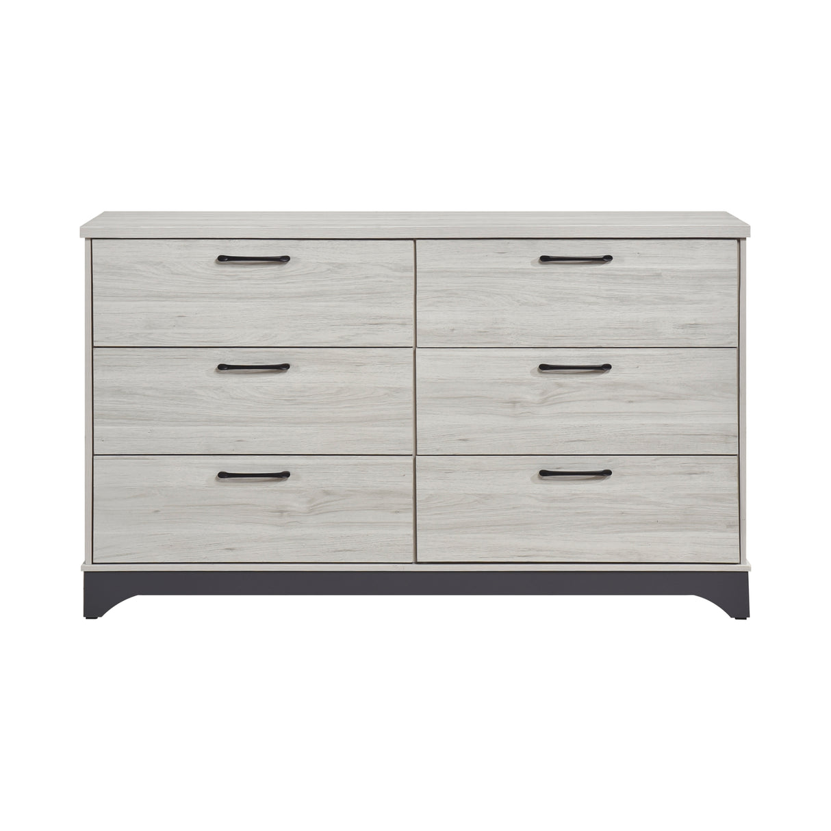 Contemporary 6-Drawer Storage Dresser Wooden Bedroom Furniture 1pc Two-Tone Finish White Oak and Gray