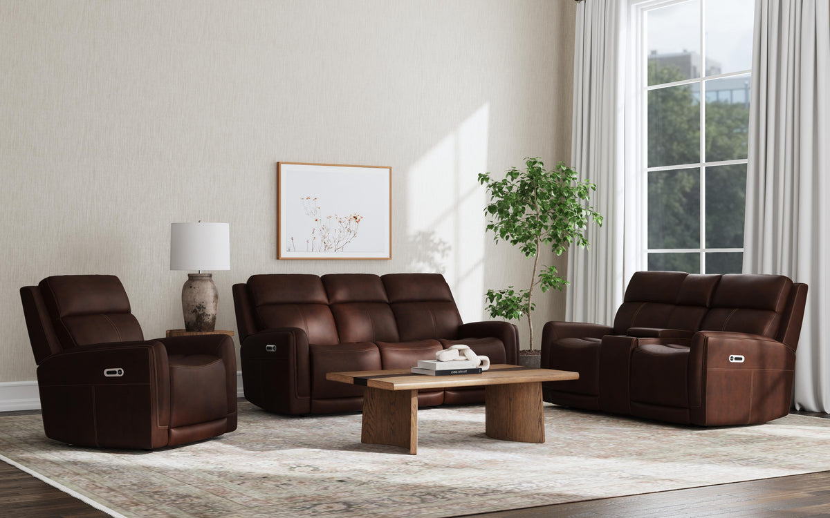 Alister Power Gliding Sofa With Power Headrests & Lumbar - Burnt Umber | Flexsteel