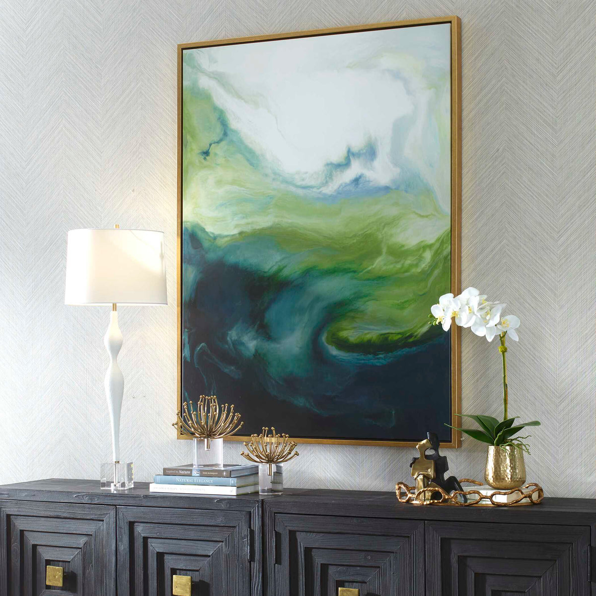 Serene Green Framed Abstract Art by Uttermost - View 3