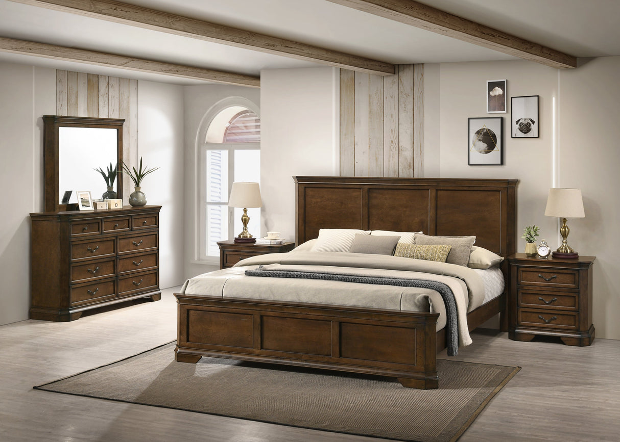 Maderne Traditional Wood Panel Bed with Dresser, Mirror, Two Nightstands, Queen size - sold by Home Elegance USA