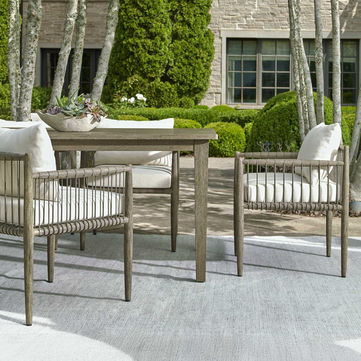 Borneo Outdoor Dining Chair - White / Dark Gray by Uttermost - View 4