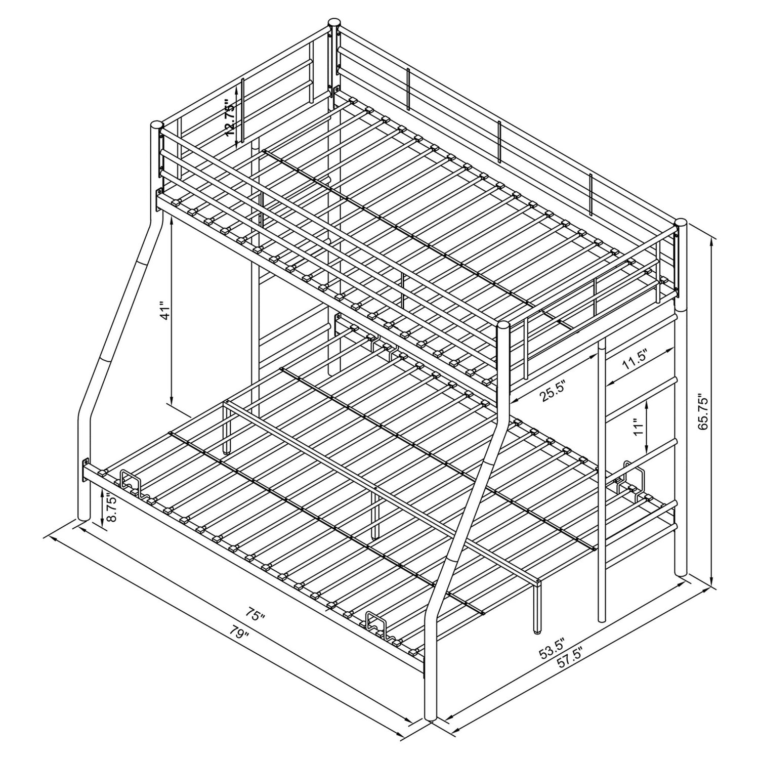 Twin / Full Bunk Bed - Hayward Twin Over Full Bunk Bed Black