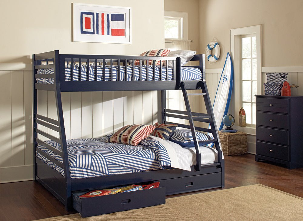 Ashton Twin Over Full 2 - drawer Bunk Bed Navy Blue | Coaster | Home Elegance USA