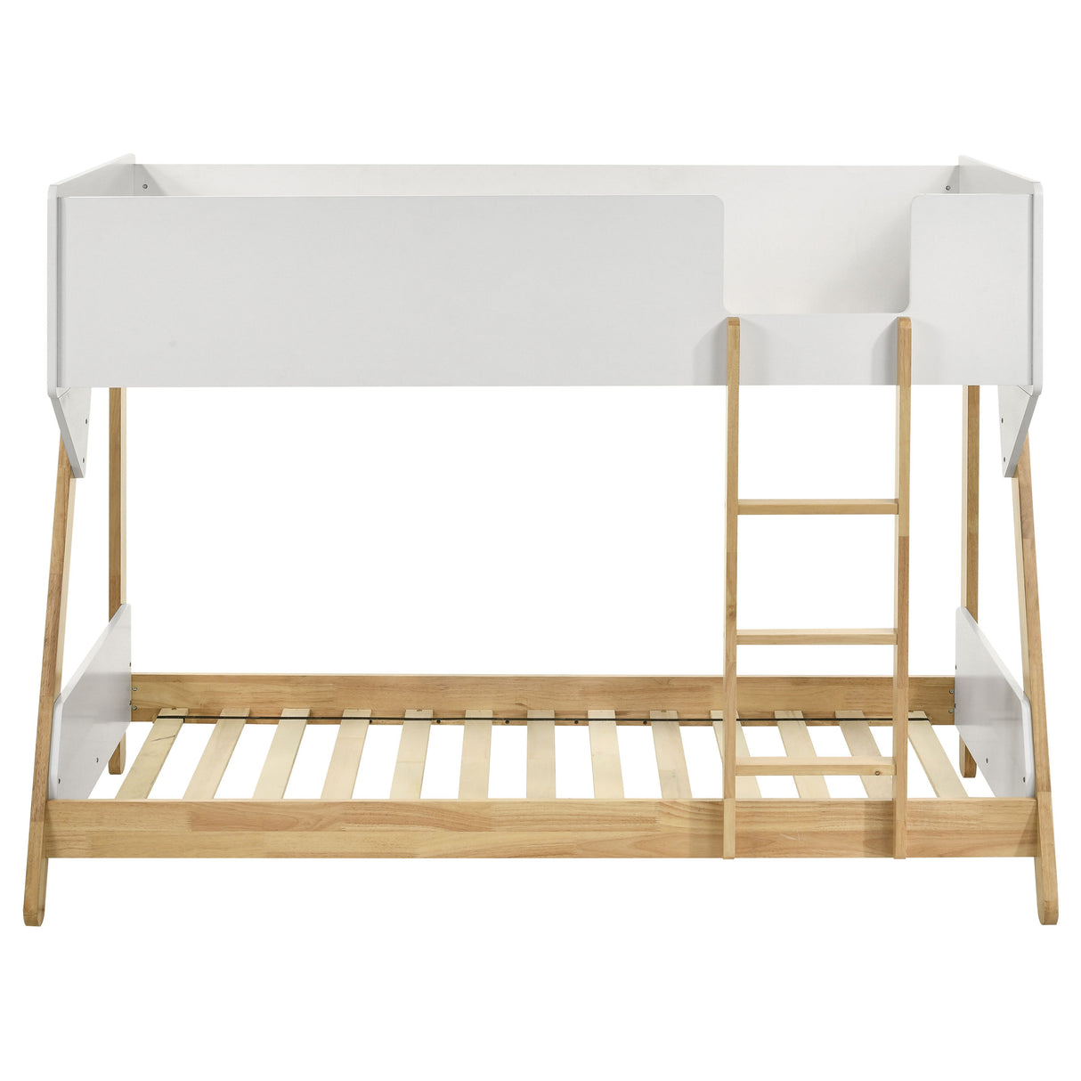 Wyatt Wood Twin Over Twin Bunk Bed White and Natural - Home Elegance USA